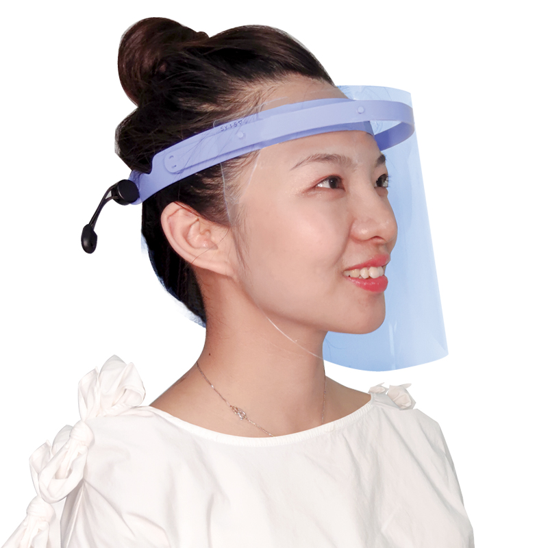 Opakovaně použitelná ochrana štítu proti stříkající vodě s ochranou proti mlze Nastavitelná ochrana obličejového štítu s elastickým pásem