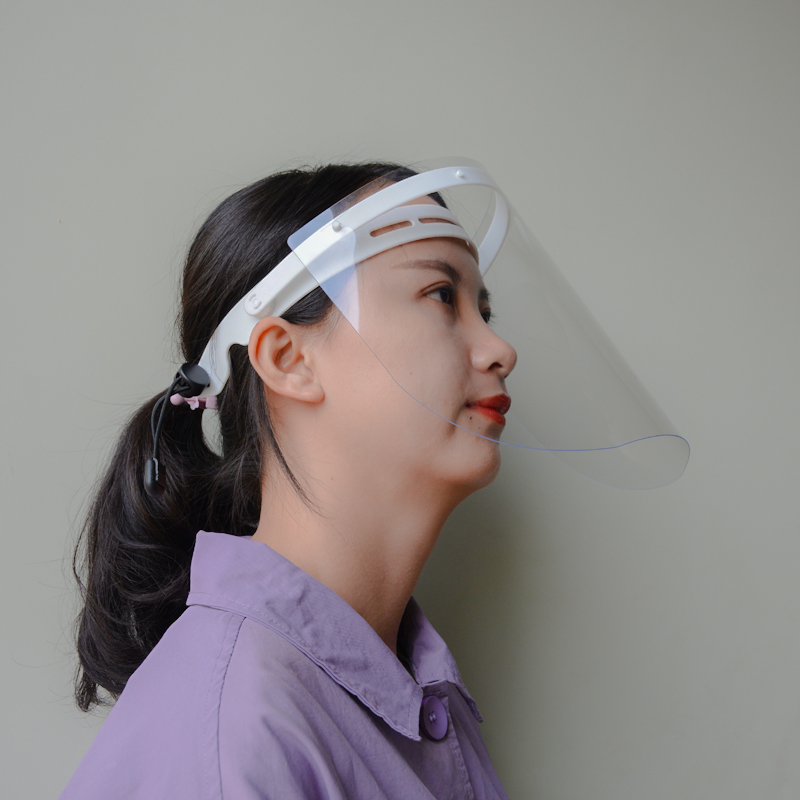 CEN EN Liquid Splash Prevence Shields facility Transparent Outdoor Face Shield PET Plastic Face Shield